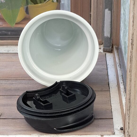 Starbucks Green Siren Logo Travel Ceramic Tumbler Mug 10 Oz White w/ Lid - Picture 6 of 6